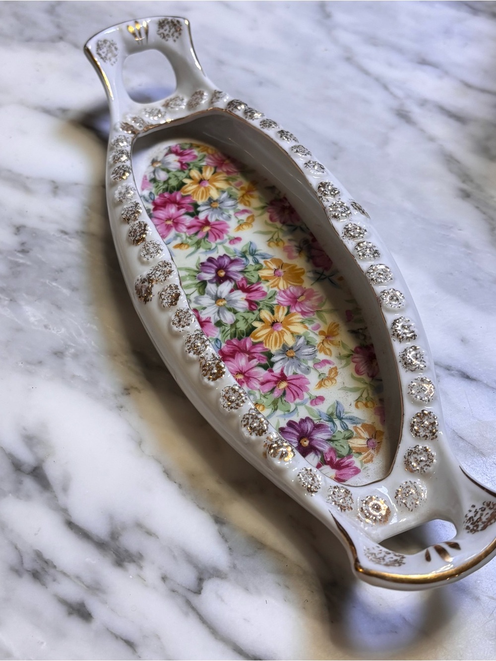 1950's Floral Ceramic trinket dish